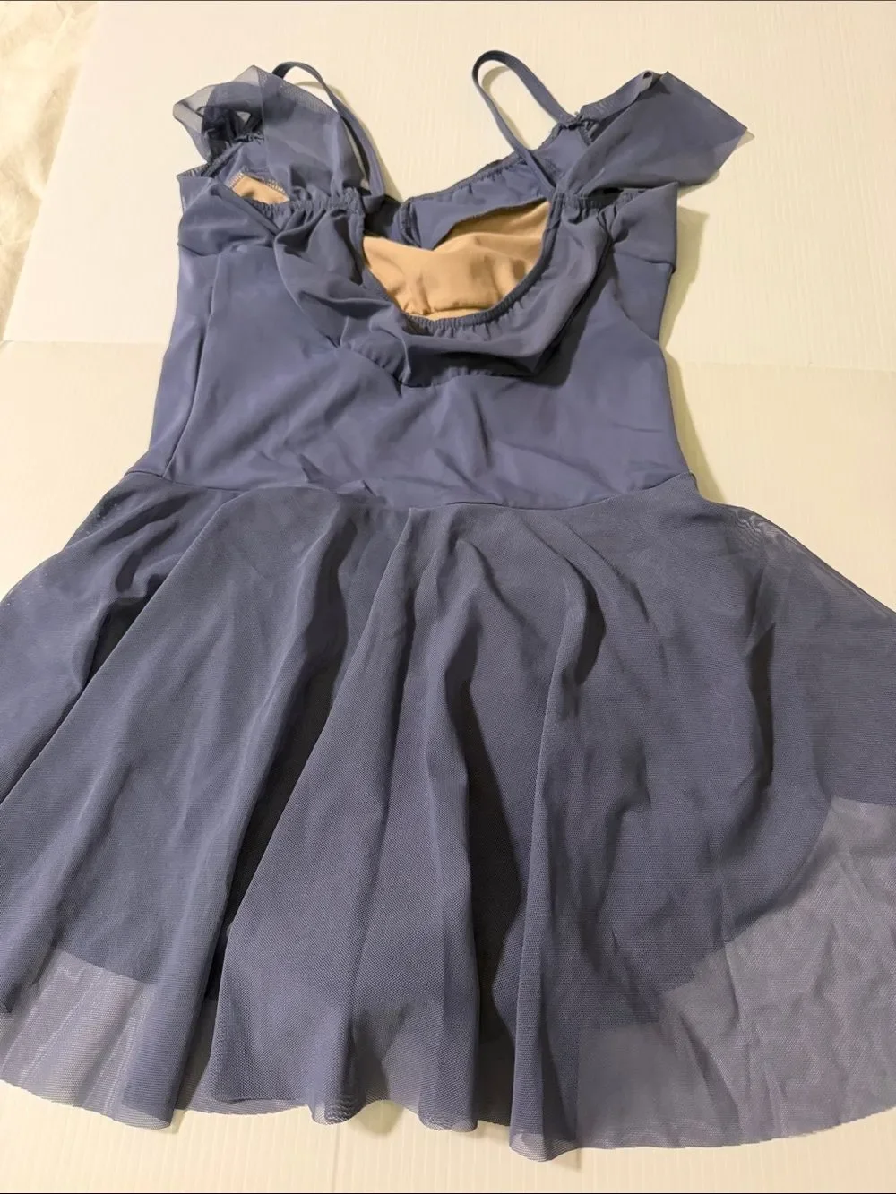 WEISSMAN Balera Dance Costume blue Off The Shoulder Mesh Dress D10690 SA adult